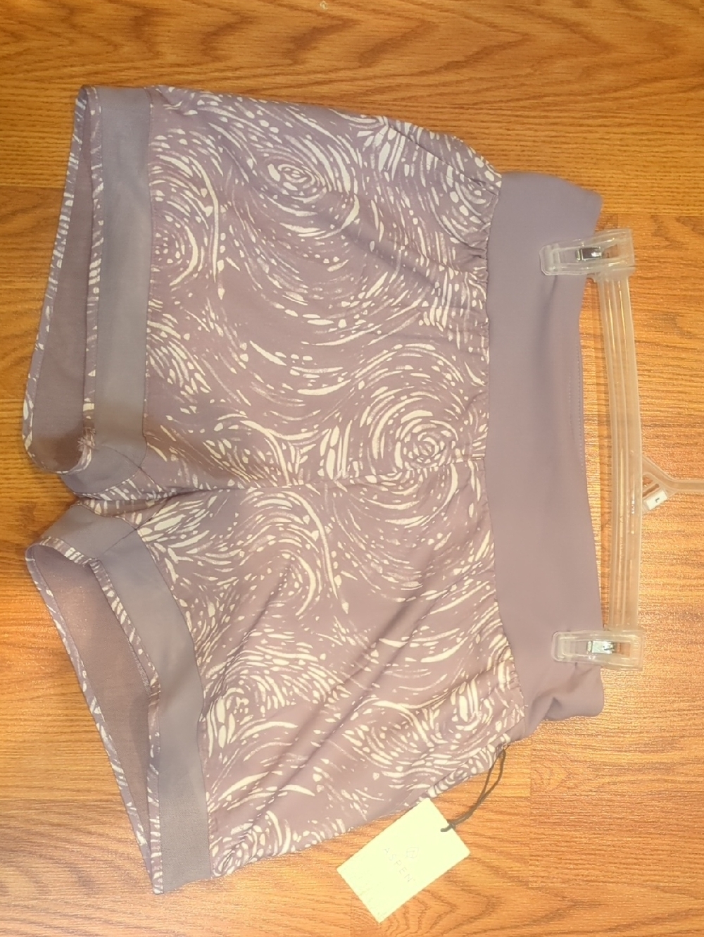 Aspen Lavender Swirl Active Shorts With Pockets